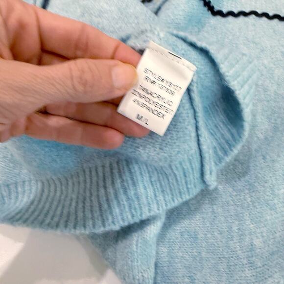 Pink Lily Cardigan Sweater Size M/L pastel Blue Prep Ivy League CURRENT STYLE - Picture 9 of 10